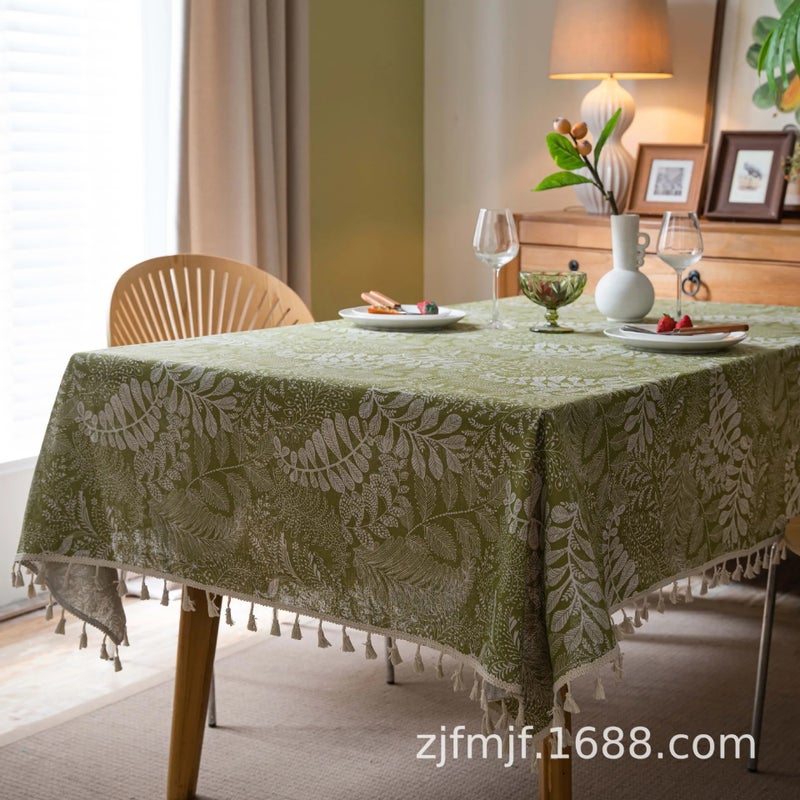 Bluejw Small Fresh Embroidered Linen Tablecloths for Home Use for Wedding Hotel Party Restaurant Events - Image 1